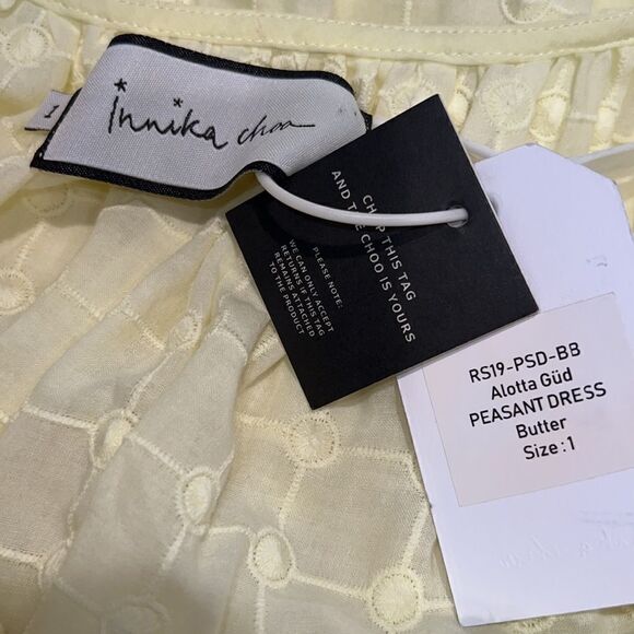 NWT INNIKA CHOO - ALOTTA GÜD PEASANT DRESS IN BUTTER Yellow Size Small-Medium - Picture 11 of 15